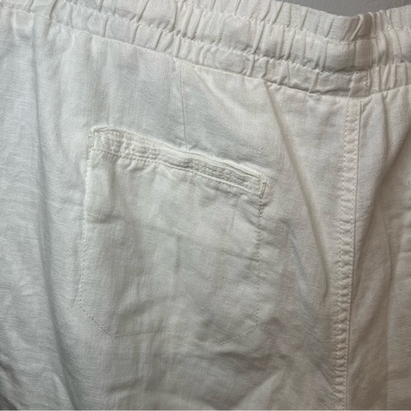 CATO Women's Solid Linen Pants Drawstring Beach White Sz L Pockets Lounge Wear - Picture 8 of 12